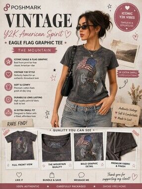 The Mountain Kids M Bald Eagle American Flag Graphic Tee | Fits Adult XS